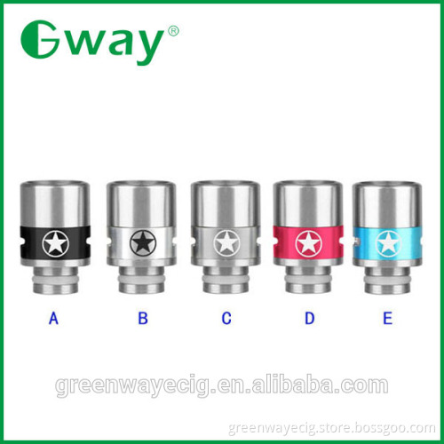 Latest wide bore 510 drip tip, 510 SS and aluminum new design star airflow control drip tip wholesale price